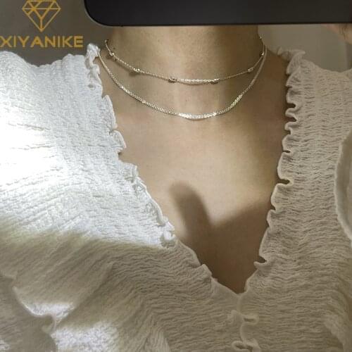 XIYANIKE 925 Sterling Silver Sparkling Thin Chain Necklace For Women Unique Design Temperament Simple Style Jewelry Wedding