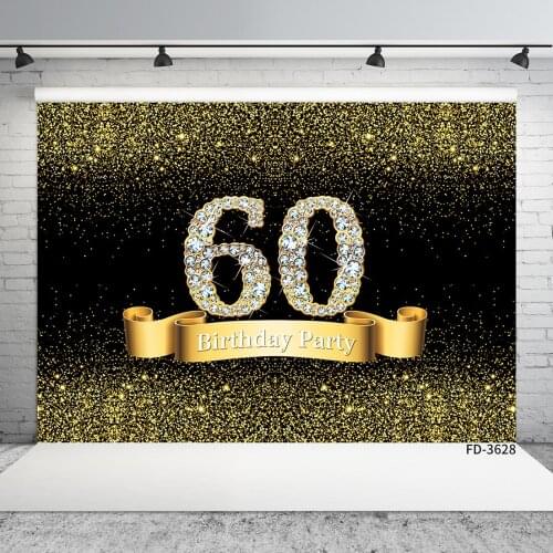 Golden Sand Glitter Diamond Photographic Backgrounds Vinyl Cloth Prom Backdrop for 60 Birthday Party Photophone Photo Studio