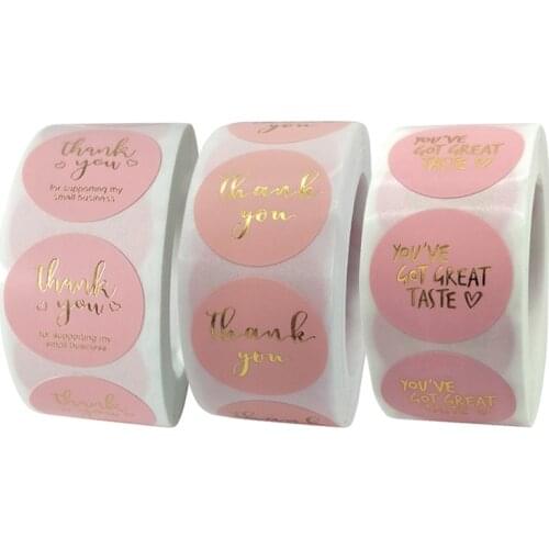 1inch Pink Thank You Sealing Labels Stickers Handmade Scrapbooking Sticker Gift Packing Sticker for Birthday Wedding Party Decor