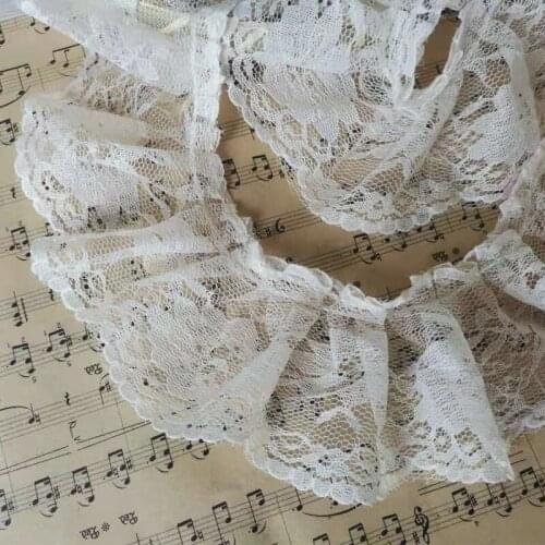 1Yards Pleated Embroidery Tulle Lace Trim 6cm Ribbon Applique Sewing Accessories Lace Fabric For Wedding Dress dentelle PY-10