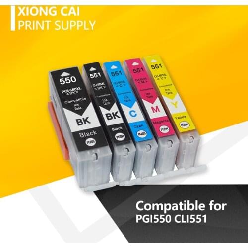 5pcs PGI550 CLI551 PGI 550 Ink Cartridges for Canon PIXMA IP7250 MG5450 MX925 MG5550 MG6450 MG5650 MG6650 IX6850 MX725 PGI550