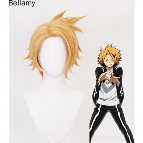 Anime My Hero Academia Kaminari Denki cosplay hairwear Orange partial inverted Cosplay Wig+ Wig Cap