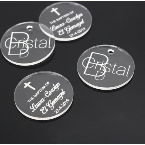 60 Pcs Personalized Wedding LOGO Tags Custom Baby Shower Christening Decoration Round Shape Tags Baptism Birthday Gift Hang Tags