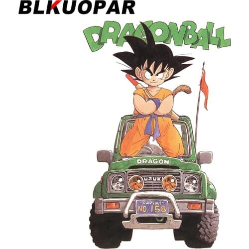 BLKUOPAR 13cm x 8.8cm Son Goku Car Sticker Cartoon Glue Decals JDM Polyethylene Funny Car Door Protector Window Accessories