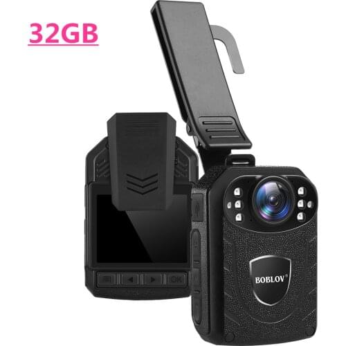 Boblov Body Worn Camera HD 1296P KJ21 32GB DVR Video Security Cam 170 Degree IR Night Vision Mini Camcorders