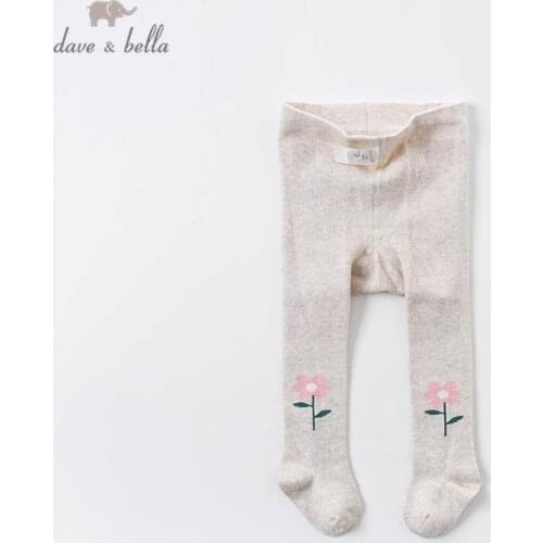 DBJ14423 dave bella autumn infant baby girls lolita floral leggings children fashion leggings