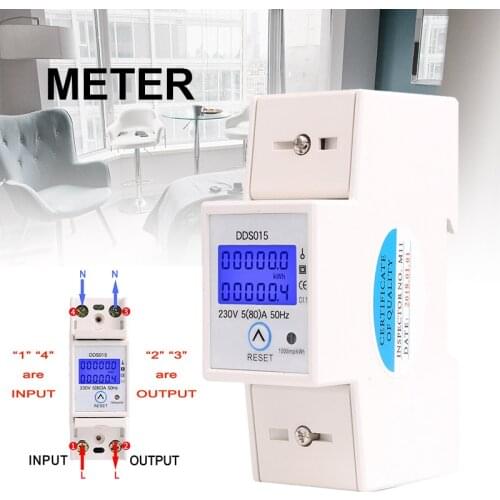 DDS015 Smart Energy Meter Single Phase Power Consumption Meter Electric KWh Meter LCD Energy Meter 5-80A 230V In Stock