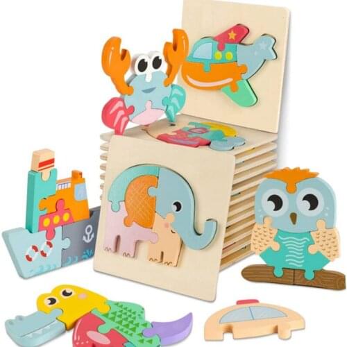 Wooden Jigsaw Puzzles Toys,16 Pack Puzzles Set,Toddlers Children Preschool Learning Educational Toys Gift for Boys and Girls