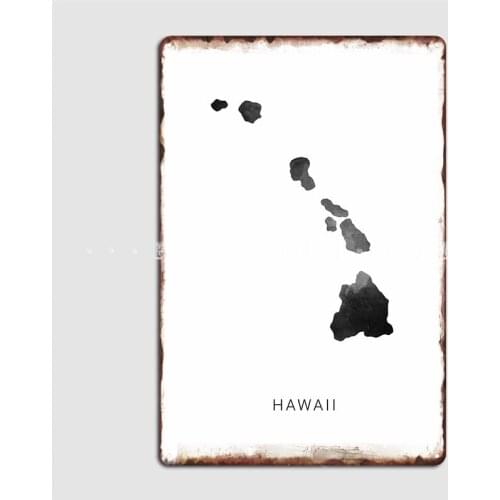 Hawaii State Map Poster Metal Plaque Wall Mural Plates Mural Classic Tin Sign Poster