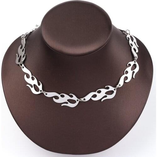 Hot Harajuku Flame Necklace Choker Punk Hip Hop Jewelry Accessories Chain Necklaces Rock Gifts For Women Men Dropshipping