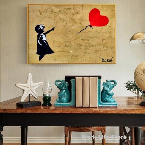 BANKSY Graffiti Street Art Girl with Balloon Silk Fabric Poster Nordic Canvas Art Print Poster Wall Art Home Decor