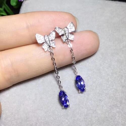 Good Valentine Gift 100% Natural and real Tanzanite Earring 925 sterling silver Fine jewelry