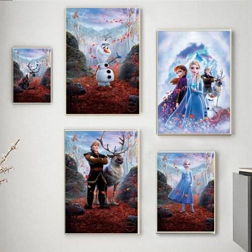 5D Diamond Painting Disney Princess Anna Elsa Frozen Figure Posters Prints Wall Art Picture for Living Kids Home Room Decoration