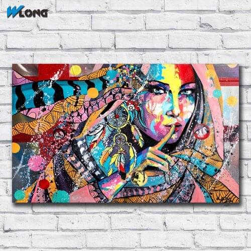 Oil Painting Prints on Canvas Wall Art Abstract Colorful Girl Modern Home Decor Posters Wall Pictures for Living Room No framed