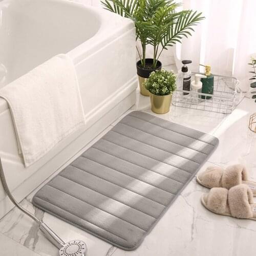 Home Bath Mat Coral Fleece Bathroom Carpet Water Absorption Non-slip Memory Foam Absorbent Washable Rug Toilet Floor Mat Decor