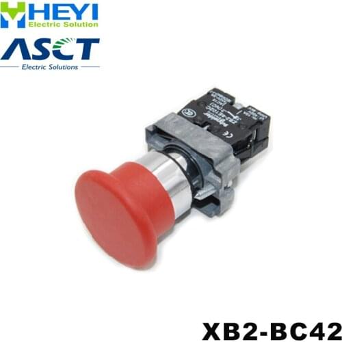 Red mushroom micro switch XB2-BC42 pressure button switch 1NC momentary emergency stop push button