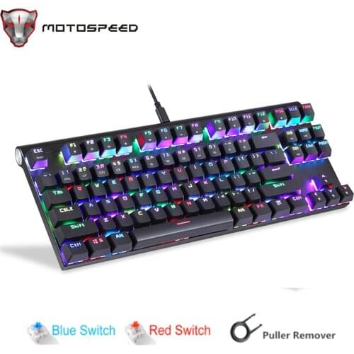 Motospeed CK101 Mechanical Gaming Keyboard 87 Key USB Wired RGB LED Backlit keyboard Blue Red Switch For Desktop Computer Gamer