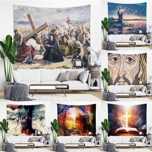 Wall Tapestry Cross/ Jesus Plush Wall Hanging Decor Tapestries Large Size Tablecloth Bedspread Tenture Carpet Home Decoration