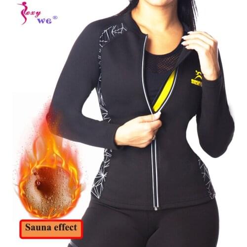 SEXYWG Neoprene Sanna Shirt Waist Trainer for Women Body Shaper Top with Zipe Weight Loss Fat Burning Blouse Shapewear