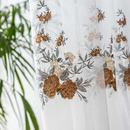 New Mesh Curtain Home Window Embroidery Gauze Curtain Custom Embroidered Window Screening Bedroom Small Fresh Curtain Gauze