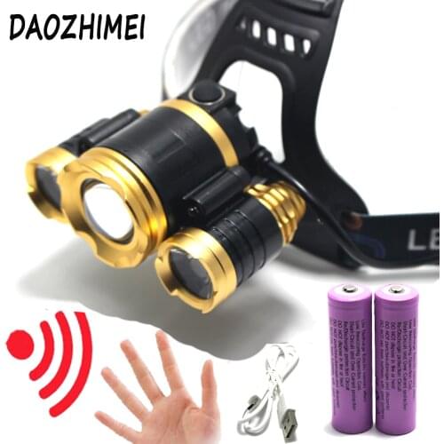 2019 new IR Sensor Induction led head lamp xml t6 headlamp USB Headlight waterproof head torch zooms 18650 Lantern lights