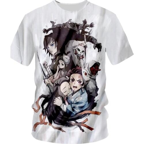2021 New Funny Demon Slayer T Shirt 3D Kids Blade of Ghost T-shirt Kimetsu No Yaiba Anime Demon Blade Cool T shirt men clothing