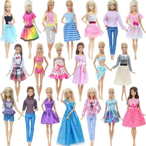 Wholesale Random 1 / 3 / 5 Set Clothings Dolls Accessories for Barbie Doll Clothes Toys Outfit Shirt Pants Trousers Skirt Dress