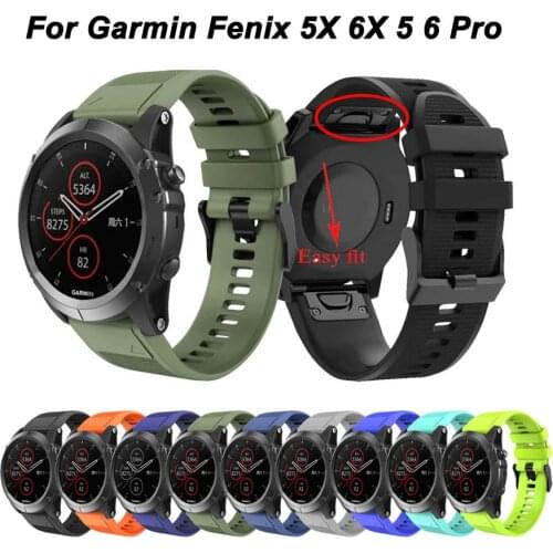 26 22mm Sport Silicone Watchband Strap for Garmin Fenix 6X 6 6S Pro 5X 5 5S Plus 3 3HR 935 945 Easy Fit Quick Release wirstband