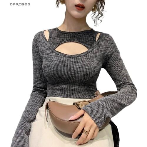 Sexy Hallow Out Women Tee Shirt Clothes 2020 Spring Long Sleeve Tshirt Women Clothes Casual Ladies Tops