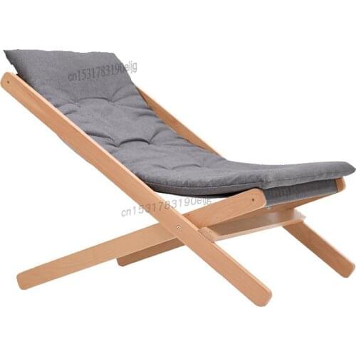 Solid wood folding recliner adult home balcony lunch break chair simple leisure nap office chair
