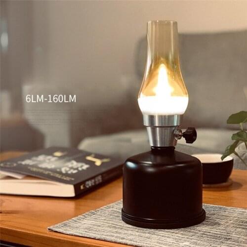 LED Vintage Table Lamp Dimmable Stepless Outdoor Retro Camping Light USB Rechargeable Built in Battery Camping Lantern Light