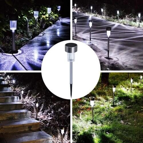 LED Solar Stainless Steel Lawn Lamps Garden Outdoor Landscape Path Light Waterproof For Patio Yard Path Walkway Decor Solar Lamp