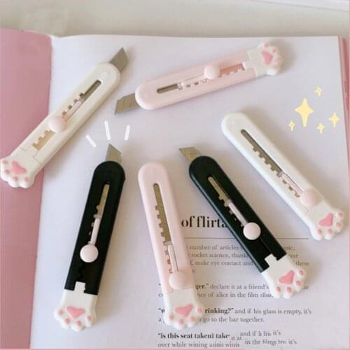 Kawaii Cat Paw Utility Knife Mini Portable Pocket Cute Box Cutter Letter Envelope Opener Express Box Knife Office Supplies