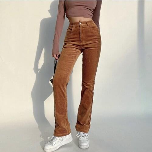 Heydress 2021 Spring Women Solid Casual Wide Leg Corduroy Pants Female Vintage Street Pant Bottoms Lady High Waist Trousers