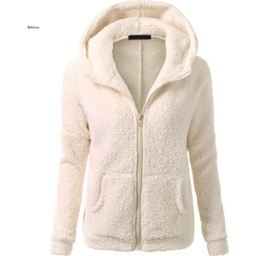 Womens Warm Faux Fuzzy Hoodies Casual Zip Up Jackets Coat Hooded Sweatshirt New Outwear Plus Size