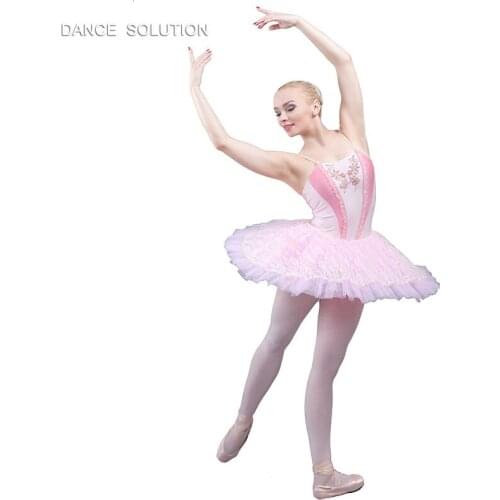 Pink Spandex Ballet Dance Tutu Dress with 7 Layer of Stiff Tulle Ballerina Dance Costume for Girls BLL009A