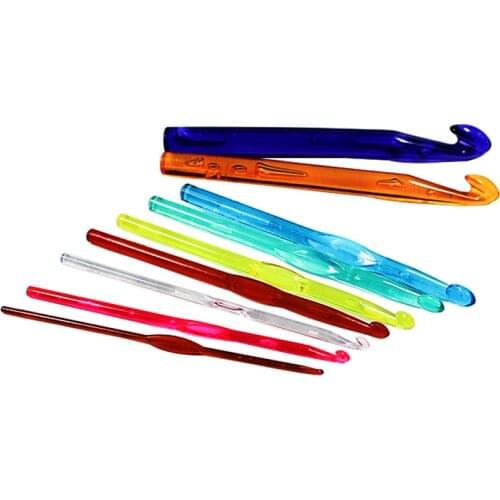 MIUSIE 1PCS 3-15mm Plastic Crochet Hooks Handle Knitting Needle Weave Craft Yarn Sewing Accessories Craft Yarn Sewing Needles