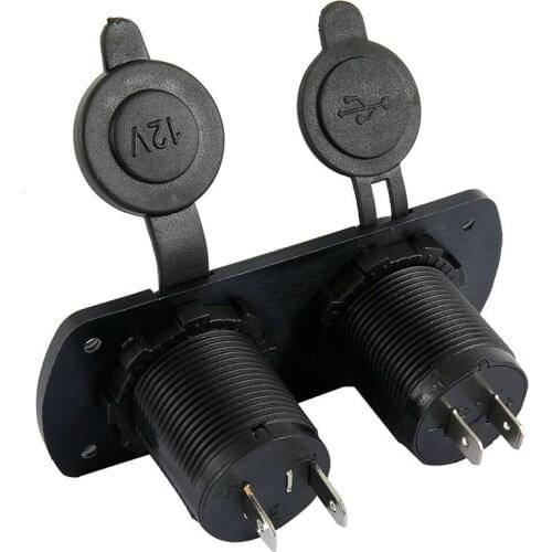 12V/24V Dual USB Charger With Blue LED Light Car Cigarette Lighter Socket For Waterproof Universal Motorcycle Car Truck Boat