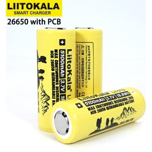 3PCS Liitokala LII-51S 26650 8A power rechargeable lithium battery 26650A 3.7V 5100mA Suitable for flashlight PCB protection