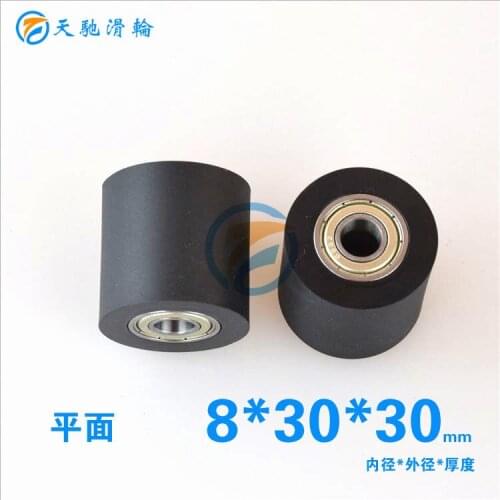 8mm Polyurethane PU Double Soft Bearing Replace Pulley 698ZZ 698 Both Bearing Rolling Barrel Polyurethane Pulley 8*30*30
