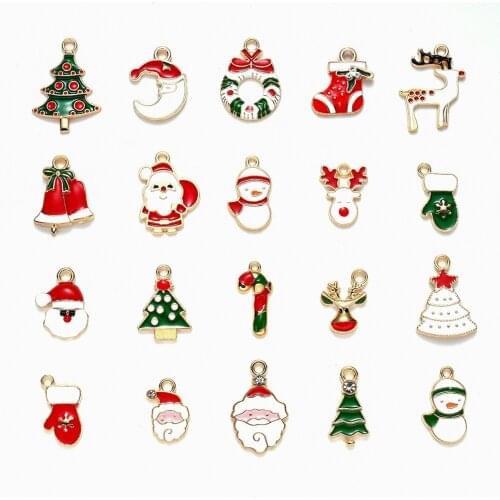 Handmade DIY Ornament Accessories Christmas Necklace Bracelet Pendant 20 Oil Dripping Alloy Small Pendant diy jewelry
