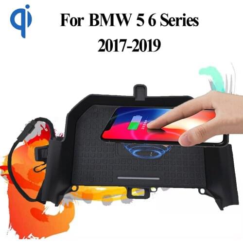 For BMW 5 6 Series GT F10 G30 G32 G38 2017-2019 15W Qi Fast Charging Car Vehicle Wireless Charger Pad Iphone Holder Smart Plate