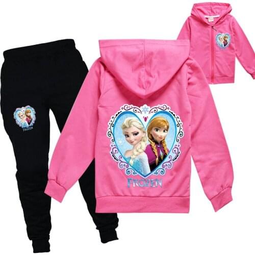 Disney Frozen Girls Clothing Sets Children Fashion Coat and Pant Set Kids Clothing Spring Autumn Sports Suit Tracksuit