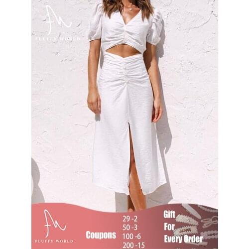 Fluffy World Summer Dresses With Buttons