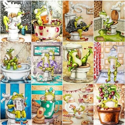 GATYZTORY Paints By Numbers Animals Leisurely Frog For Children Oil Painting Art Gift DIY Pictures By Number Animal Kits Home De