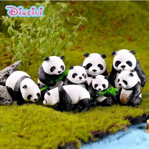 Simulation Bamboo Panda Figures Animal model Miniature Figurine cartoon anime statue toys baby Pet toy home decoration PVC craft