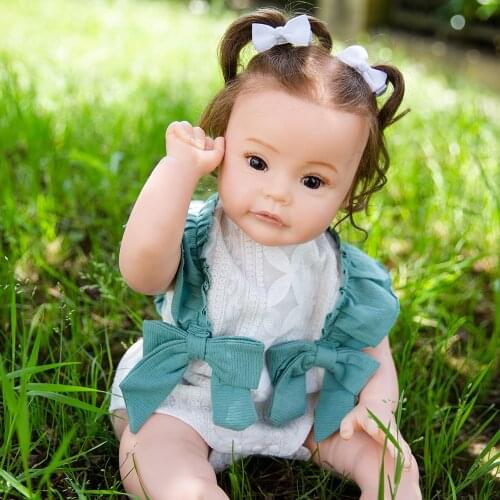 Hoomai 24" Reborn Girl Baby Doll Princess with Curls Hair Fashion Dress Lifelike Soft Touch Cuddly Baby Gift