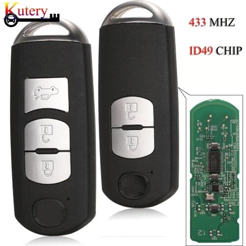 Kutery Remote Smart Car Key For MAZDA CX-3 Axela CX-5 Atenza 2/3 Buttons 433Mhz ID49 Chip SKE13E-01 SKE13E-02