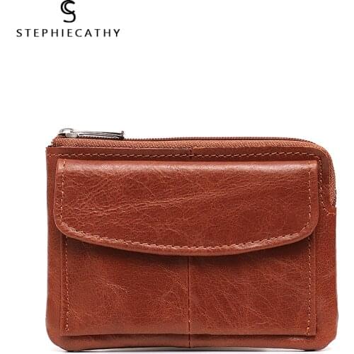 SC Women Real Leather Small Wallet Lady Leather Mini Flap Bag Short Wallet Femal Coin Purse Girls Card Holder Key Chain Handbag