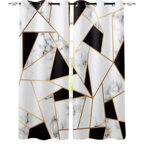 Marble Texture Black And White Triangle Modern Curtains for Living Room Bedroom Kitchen Curtains Drapes Window Treatments